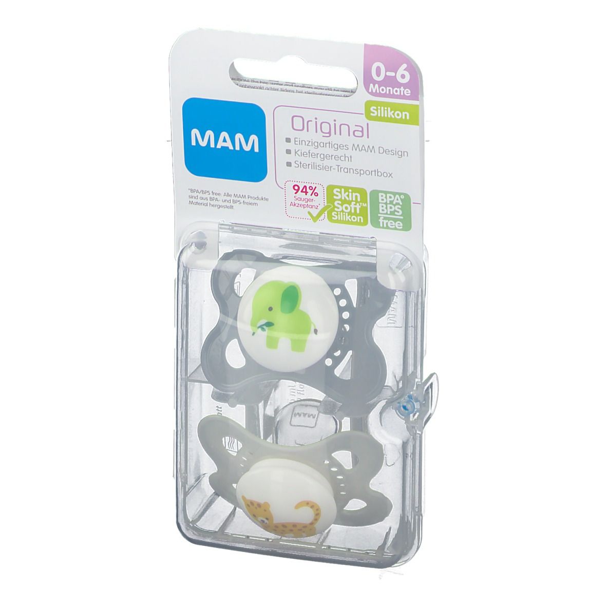 MAM Original Silikon 0-6 Monate Schnuller (Farbe/Motiv nicht wählbar)