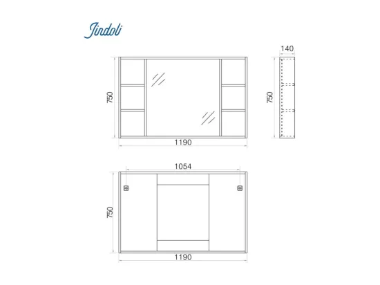 Miroir avec rangement 120 cm chêne gris Aquanoma