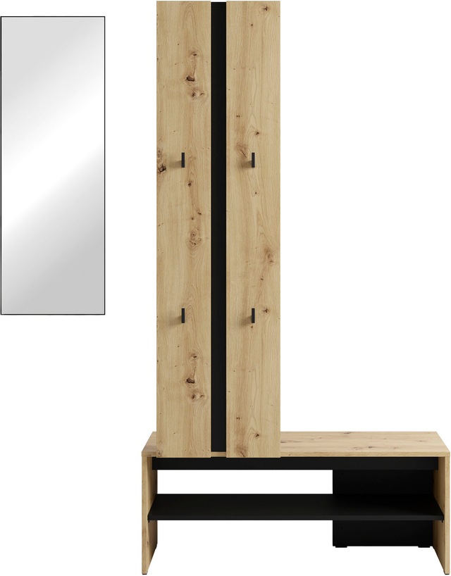 byLIVING Kompaktgarderobe »Dielen - Set Nante« 2 Stk. tlg. maximale Ordnung auf wenig Fläche mit Spiegel, Kleiderstange und Haken
