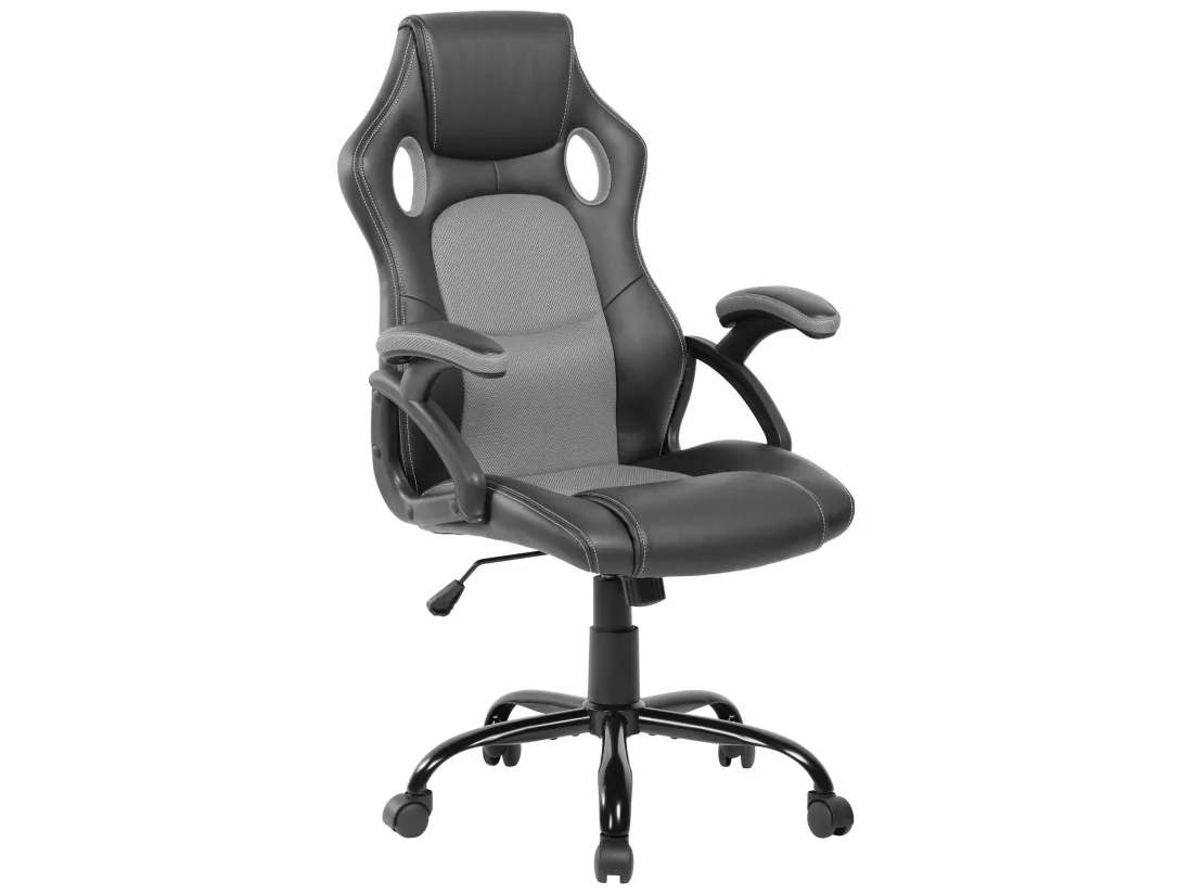Siège De Direction Chaise Bureau Noir Gris Simili-cuir 120x66x63
