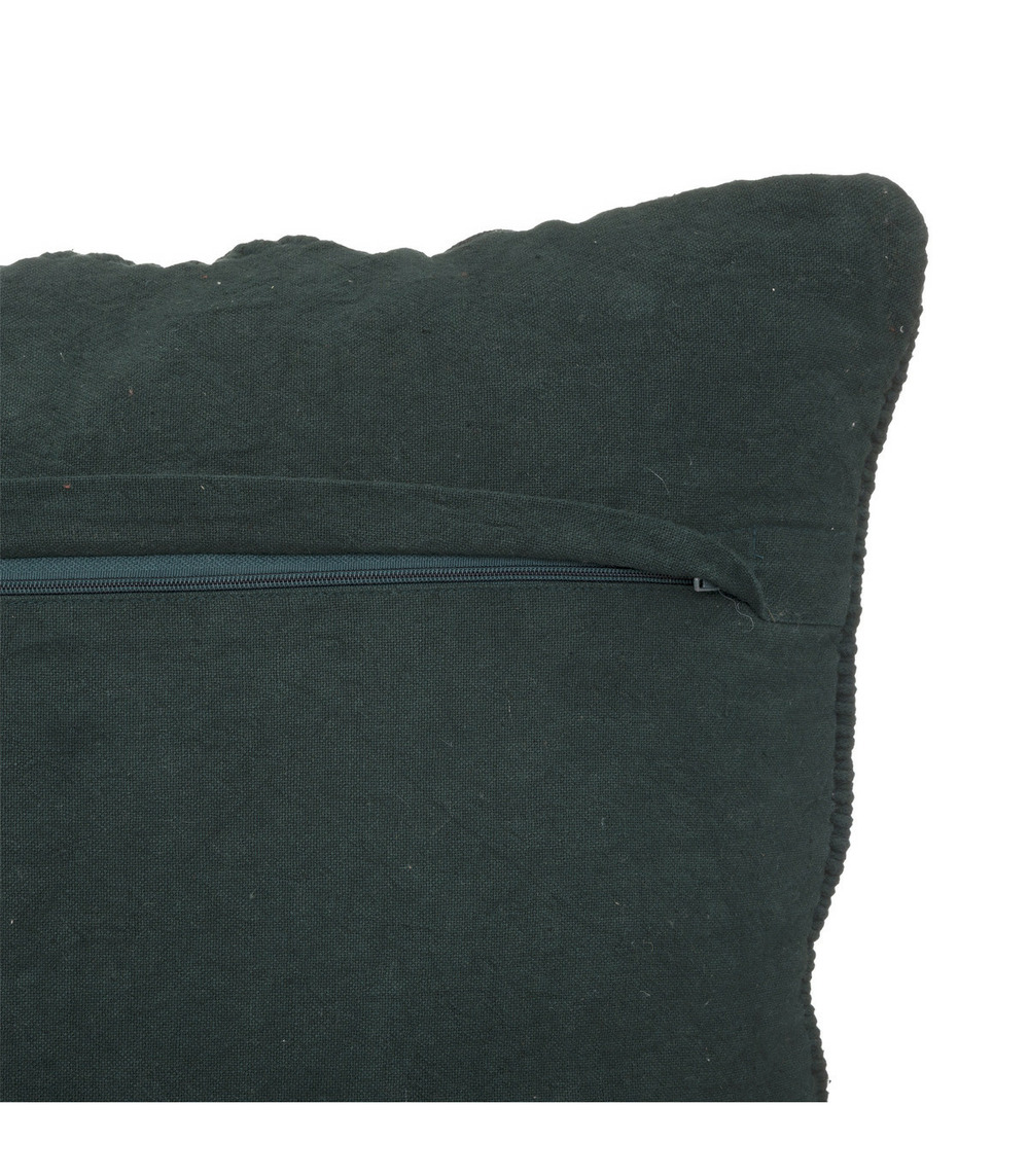 Coussin décoratif déhoussable macramé en coton vert cèdre 40 x 40 cm