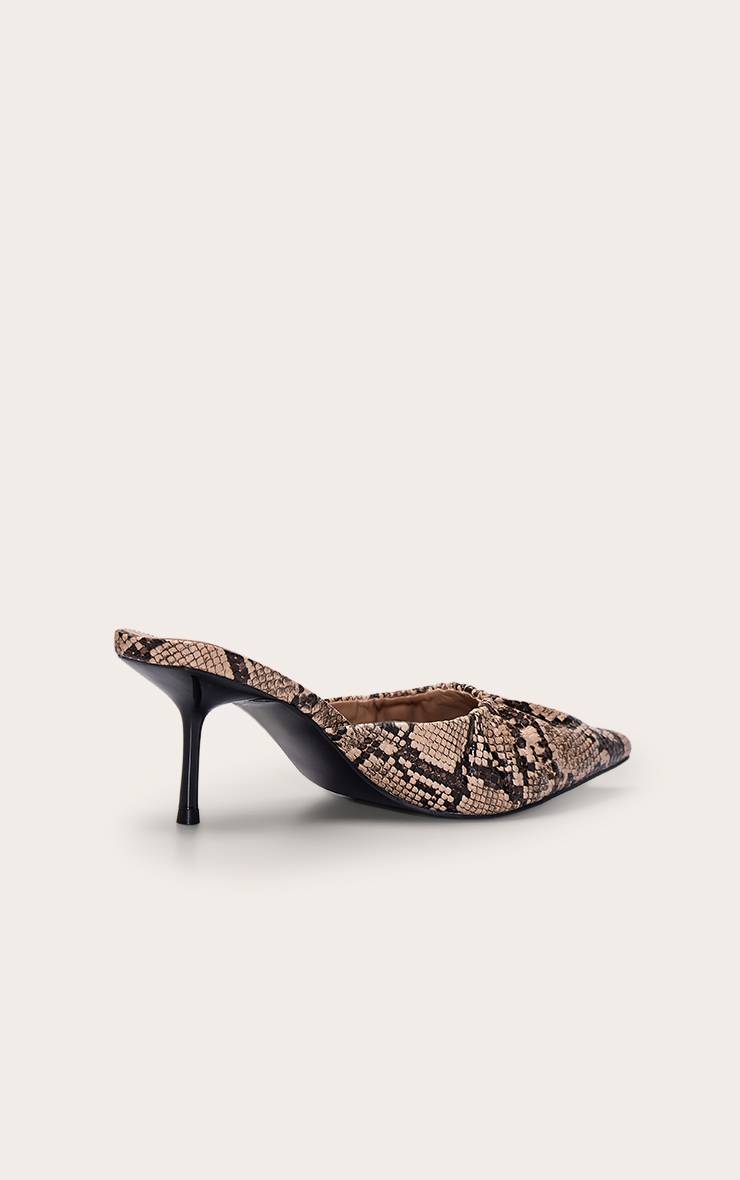 Naturel Mule À Talon Bas Froncée En Synthétique