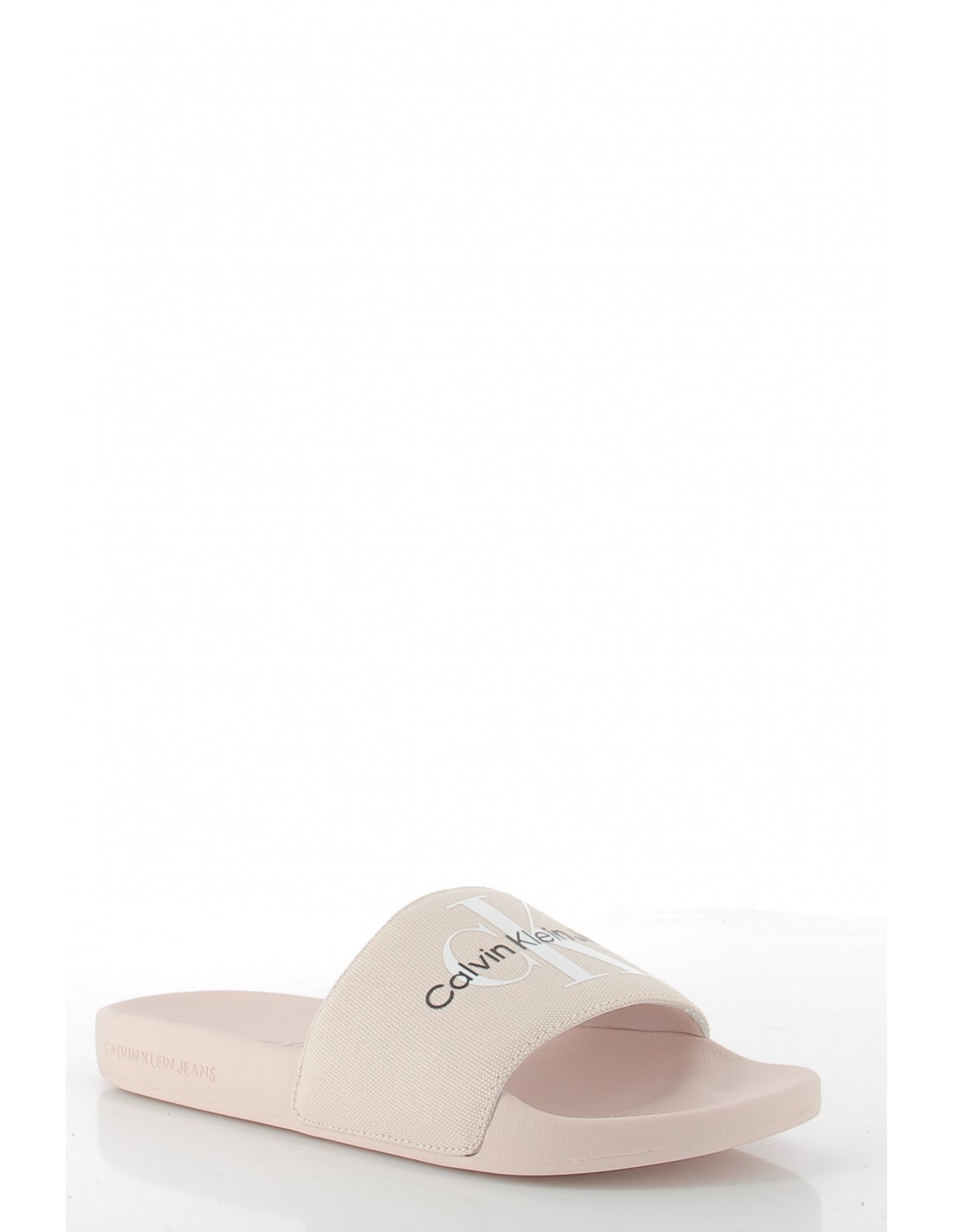 calvin klein claquettes femme slide monogram co rose