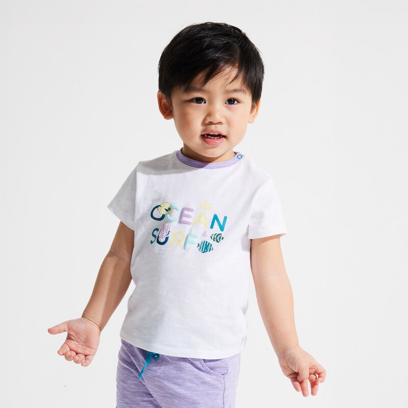 T-shirt océan et short en maille fantaisie violet bébé garçon Mauve Violet