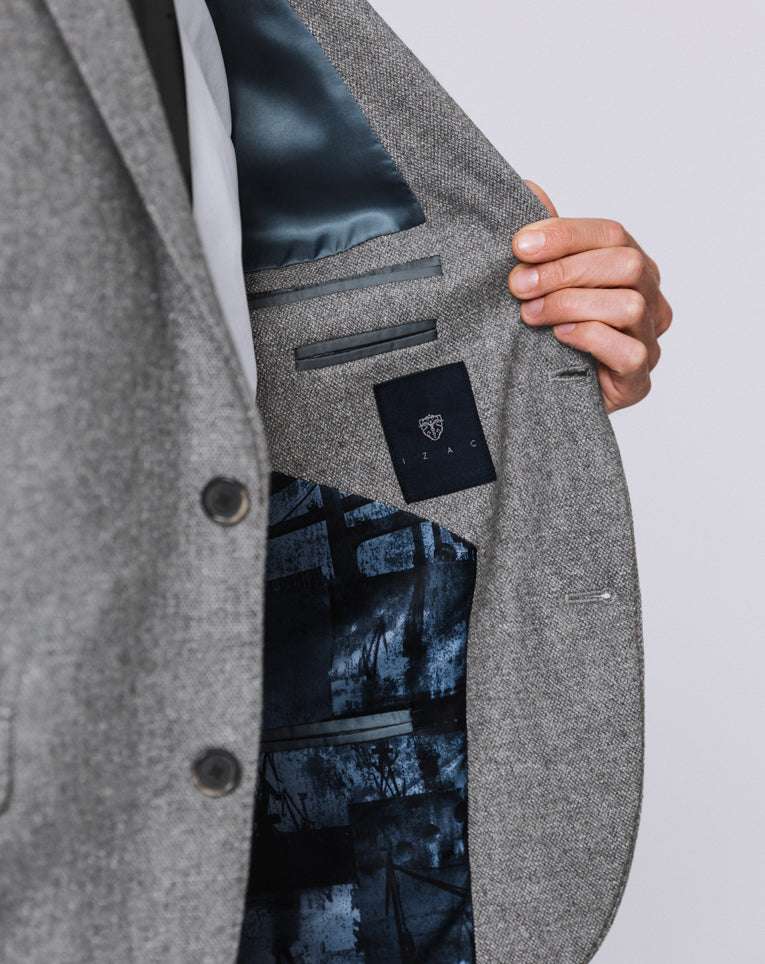 Veste texturée 2 boutons grise 