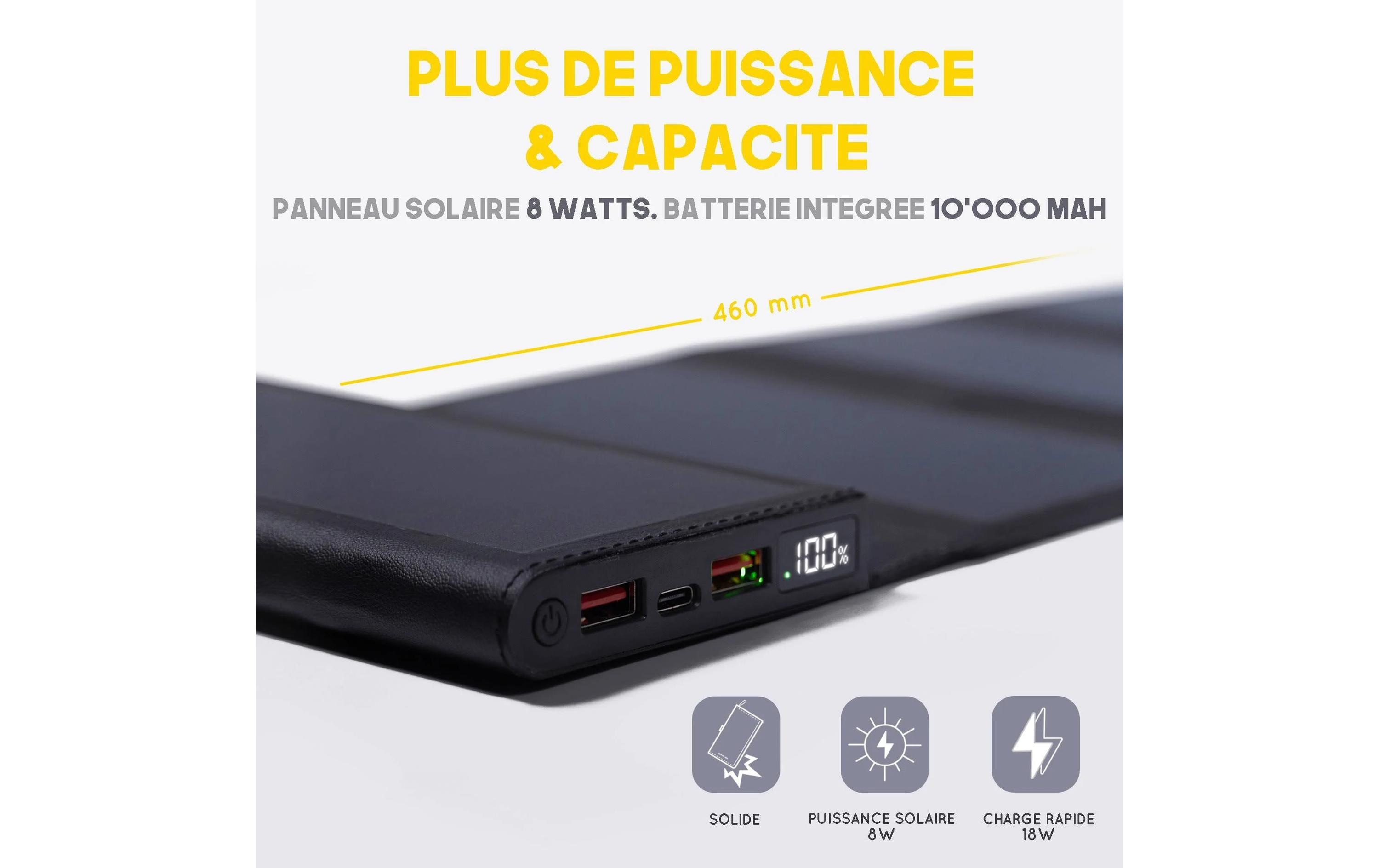 Powerbank Electron 8W Sol – Blau, 10000 mAh<br>Kleines, tragbares Solar-Ladegerät mit 10000 mAh Akku