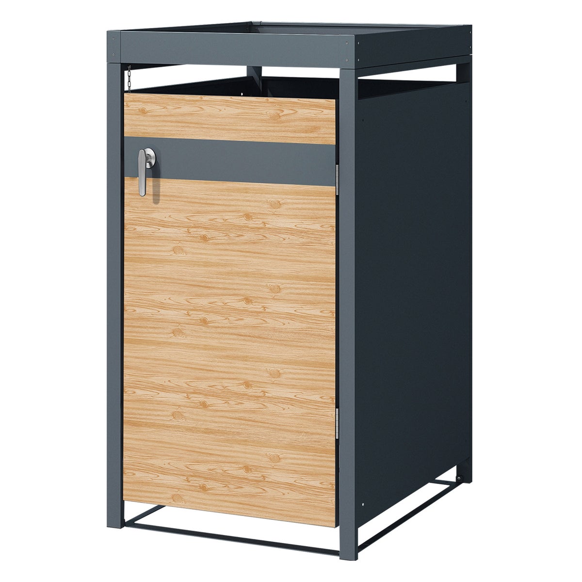ML-Design Enkele Bak Opslagunit met Groendak voor 1 Bak, 240L, 68x80x124 cm, Larikslook, Staal, Weerbestendig, Afsluitbare Bakbehuizing met Deur, Bakbox, Bakcontainer, Bakdeksel