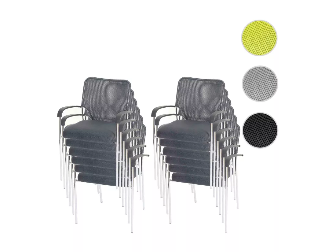 Chaise visiteur Tucson (lot de 2), siège gris, dossier gris