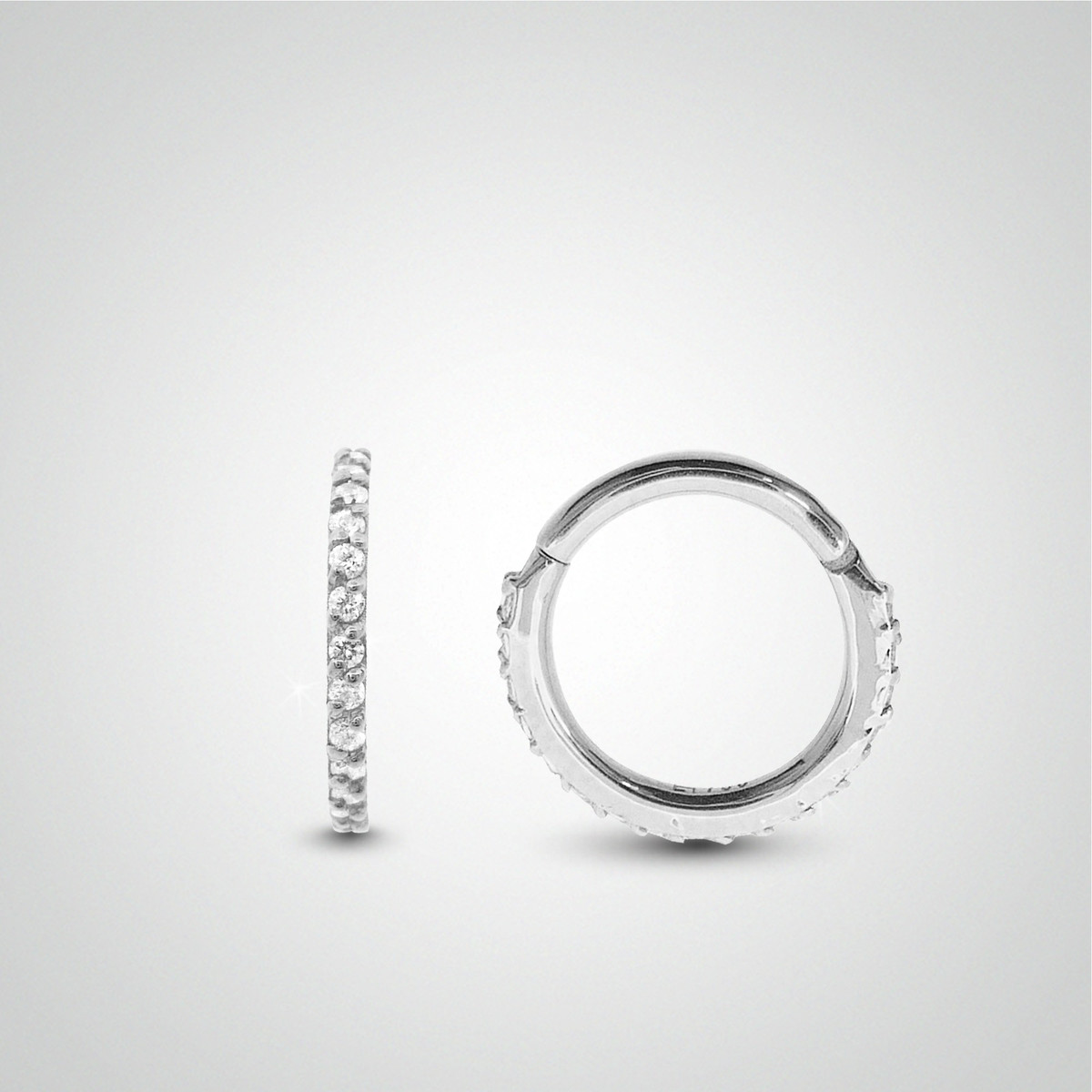 Anneau clicker or blanc et cristaux de Swarovski pour lobe