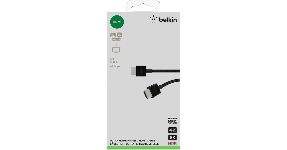 BelkinUltra HD High-Speed HDMI-kabel, 2 meter  (Zwart, 4K HDR, AV10176bt2M-BLK)