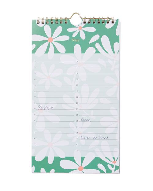 calendrier perpétuel d'anniversaires 28x16 rose