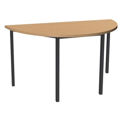 Table de réunion Demi-lune - 140 x 70 cm - Pieds carrés anthracite - imitation hêtre
