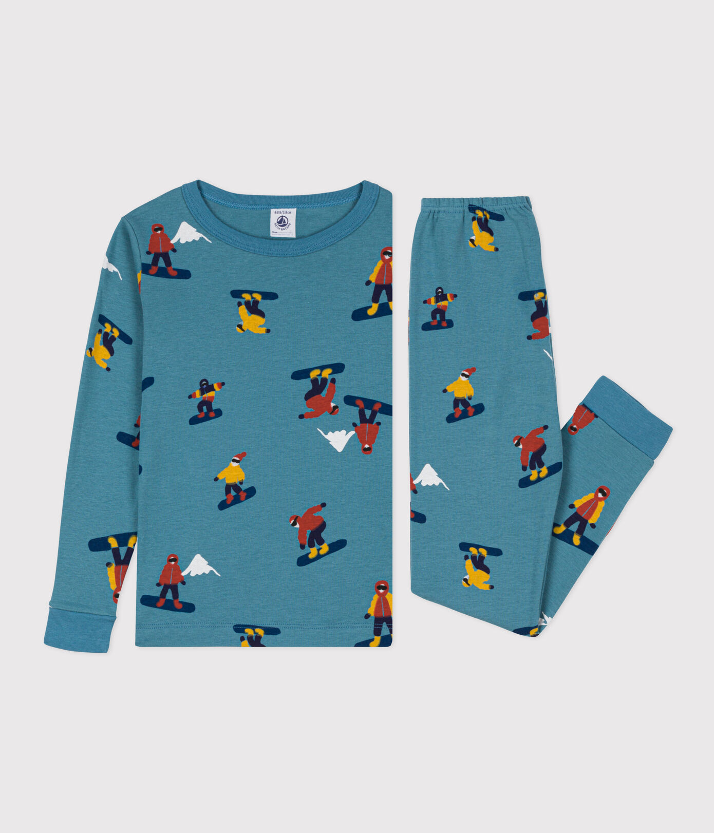 Pyjama ajusté snowboard petite fille/petit garçon en coton