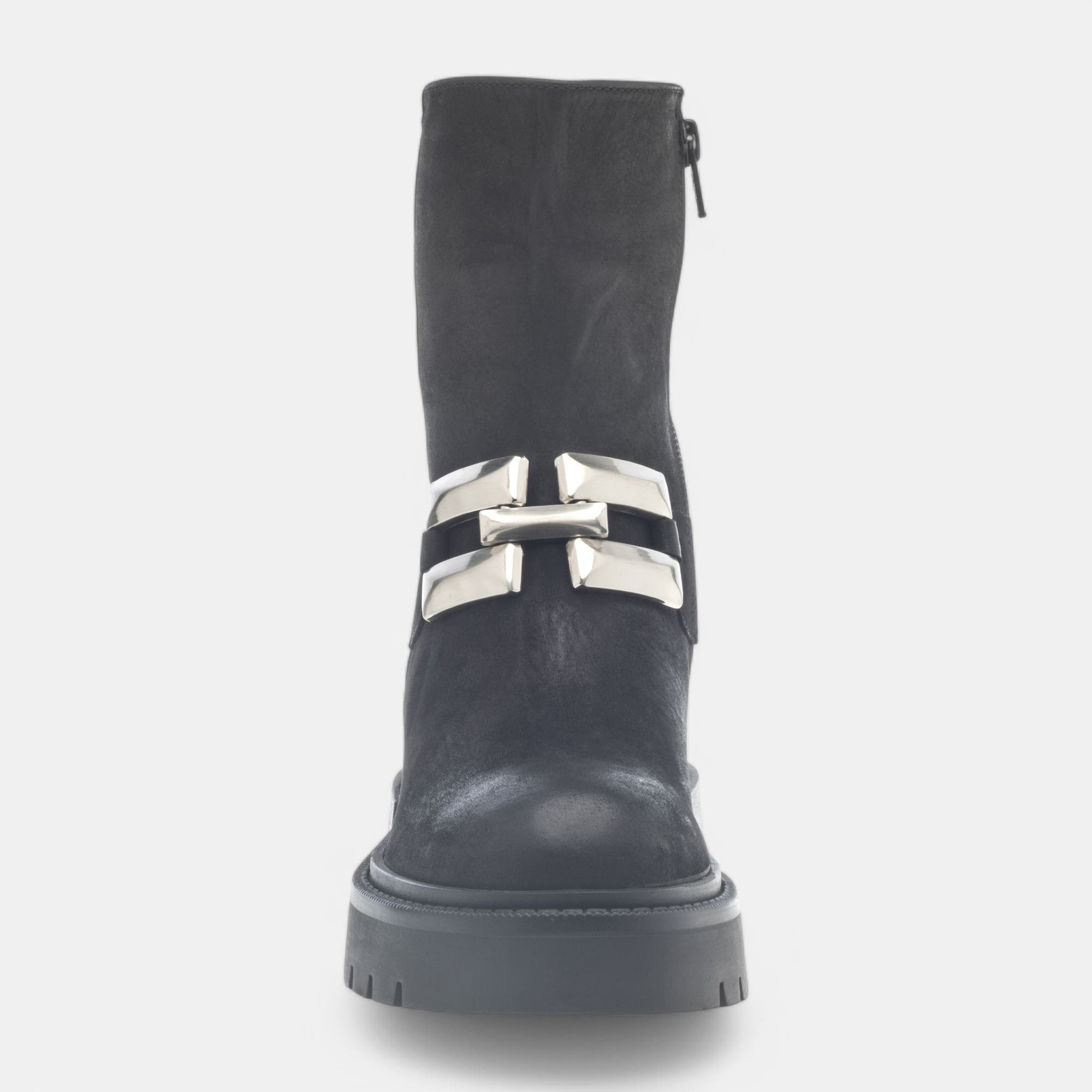 Boots à talon Femme en cuir noir
