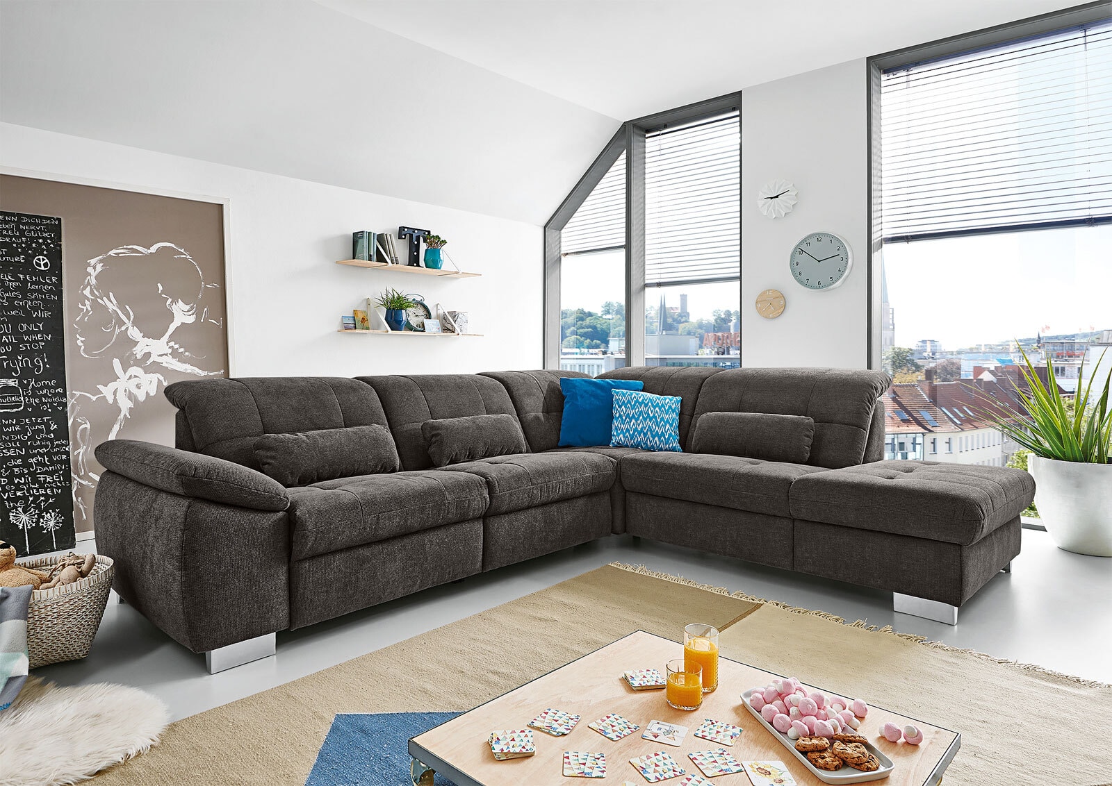 YoungLife Ecksofa TRAPANI R anthrazit