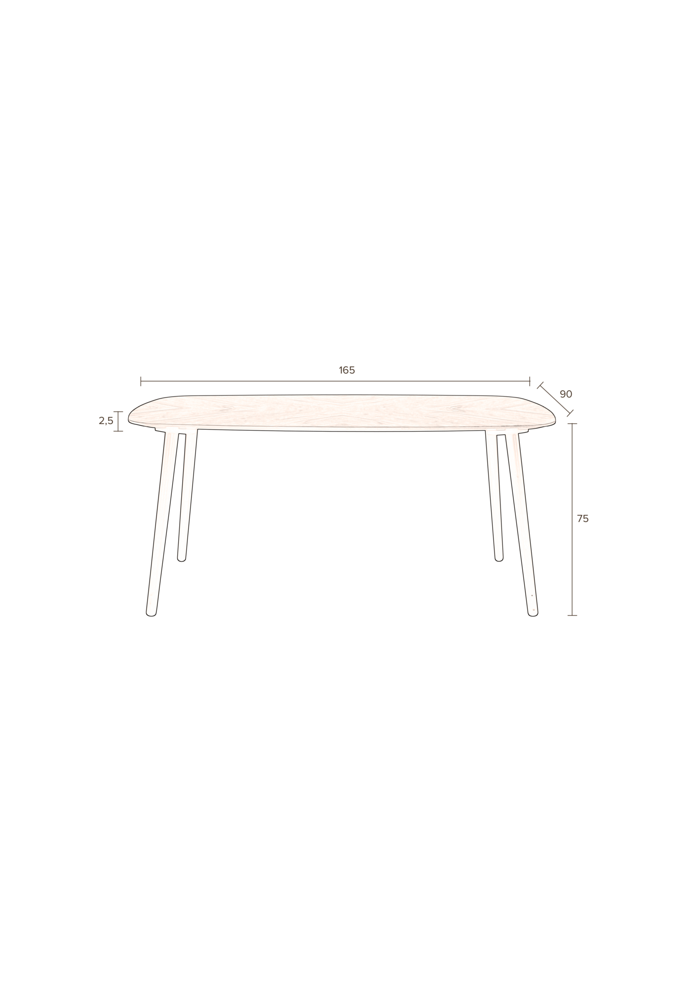 Eettafel Clover 165 x 90 cm