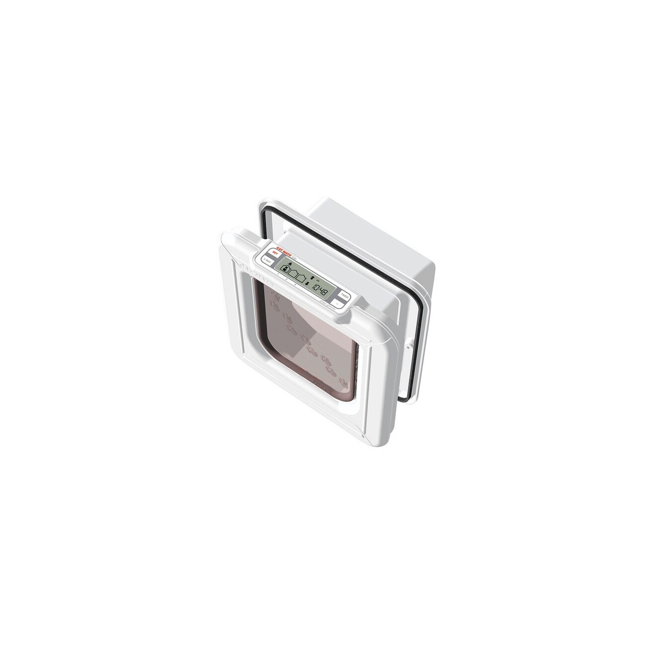 Cat Mate Elite Mikrochip-Katzenklappe mit 4-Wege-Verriegelung und Timer, Weiß (355W)