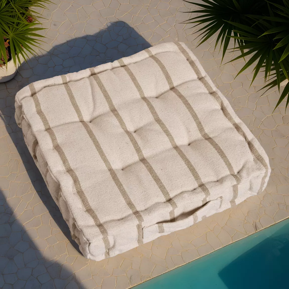 Coussin de sol extérieur toile de coton (45 x 45 cm) Ocealys Beige