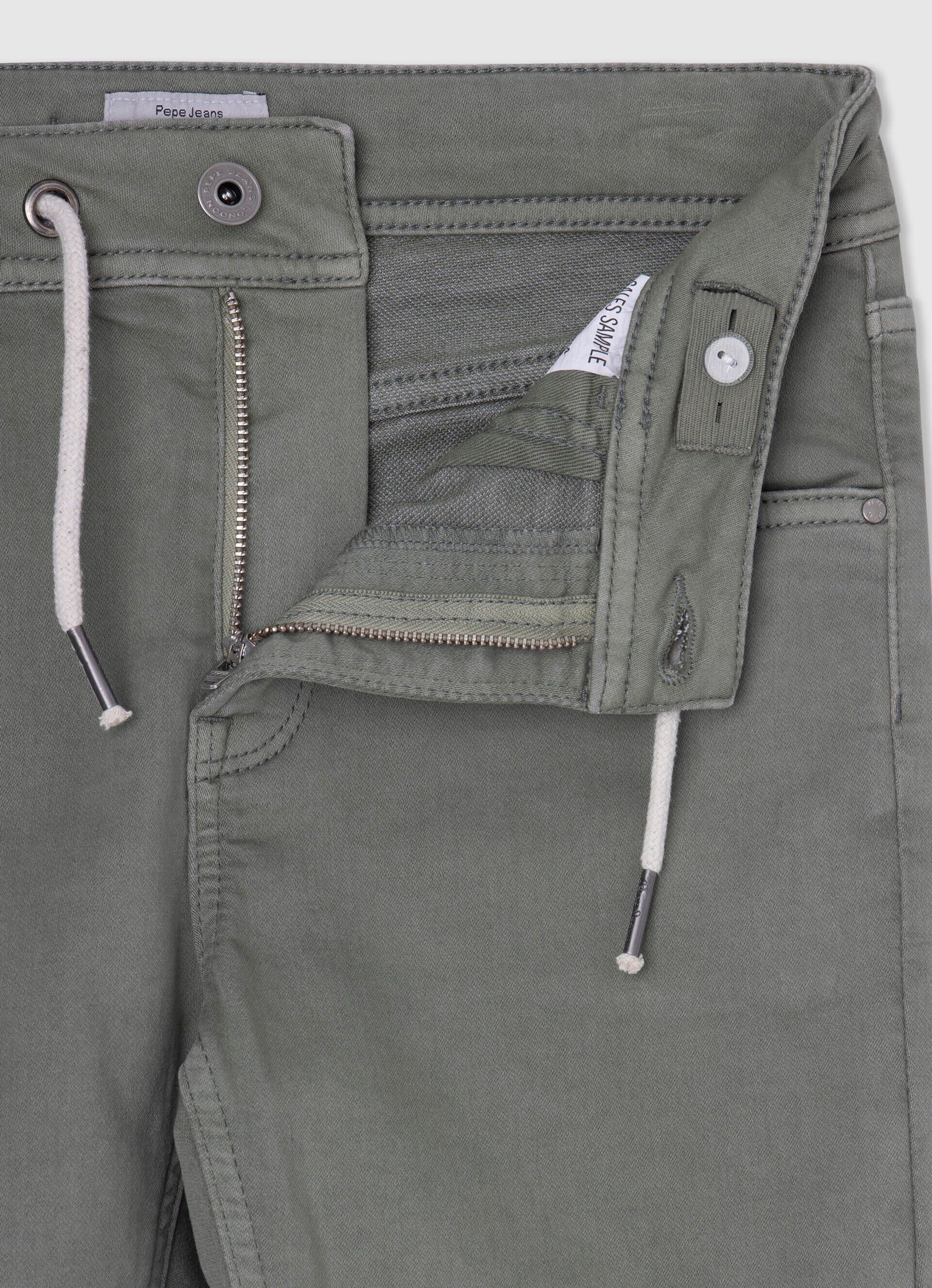 Bermuda de algodão com 5 bolsos - verde-musgo