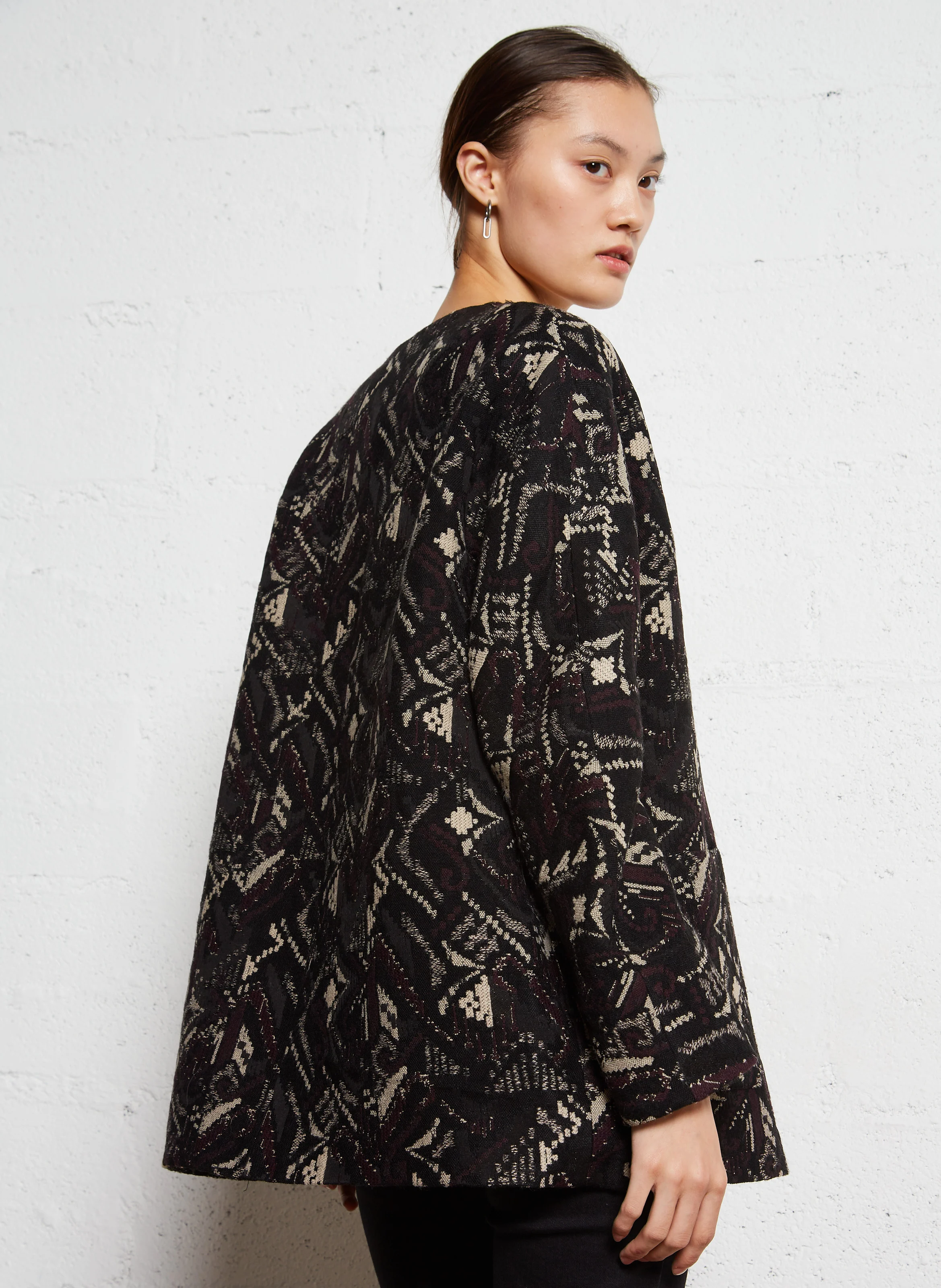 MARILYN - Veste oversize en jacquard imprimé | Noir
