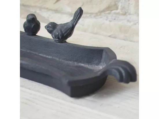 Mangeoire à oiseaux abreuvoir jardin fonte grise 30cm