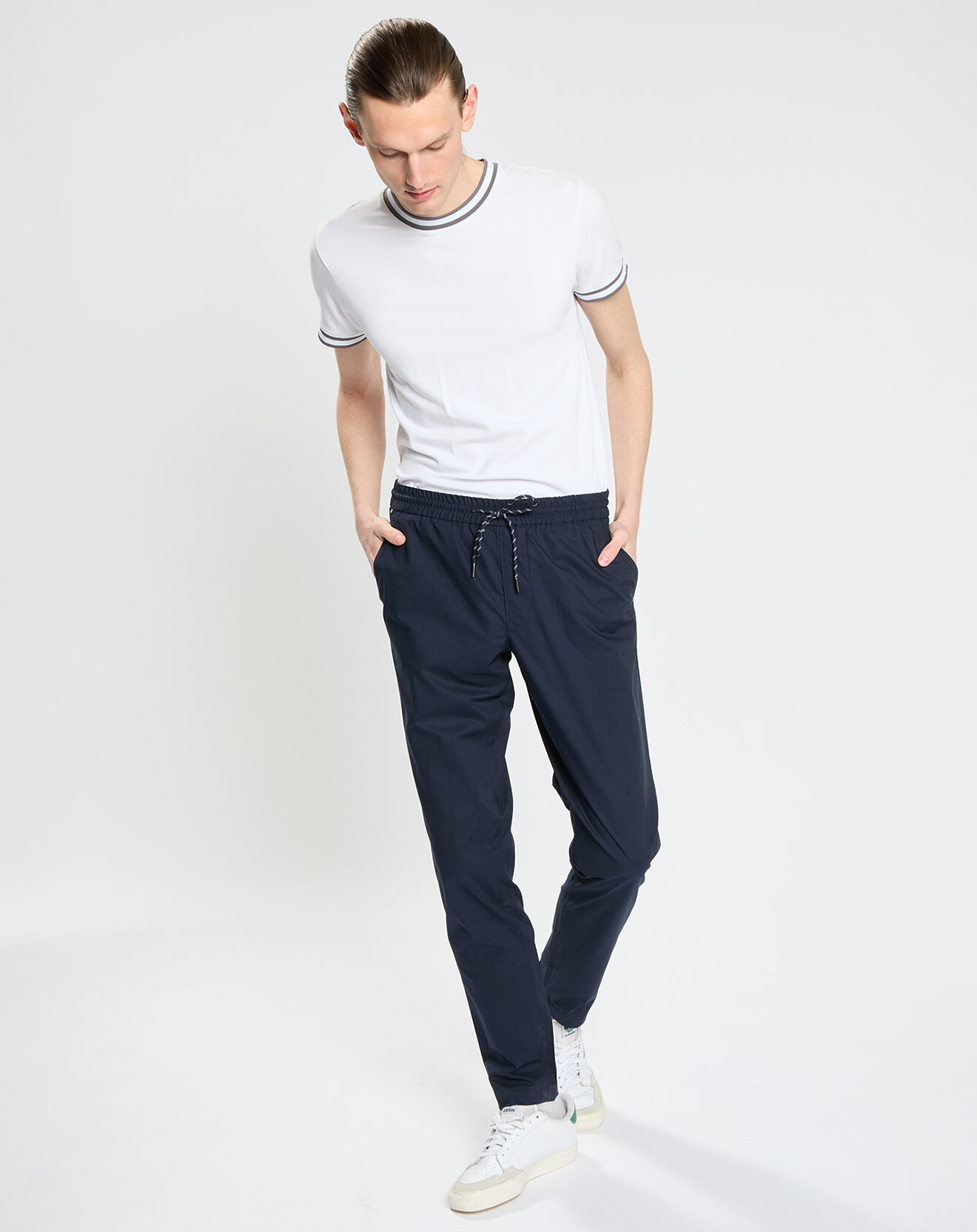 Tommy Hilfiger Pantalon chelsea en Popeline Papertouch bleu marine