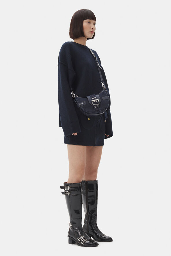 Ganni Bucky Bag Small Crossbody Denim Dark navy