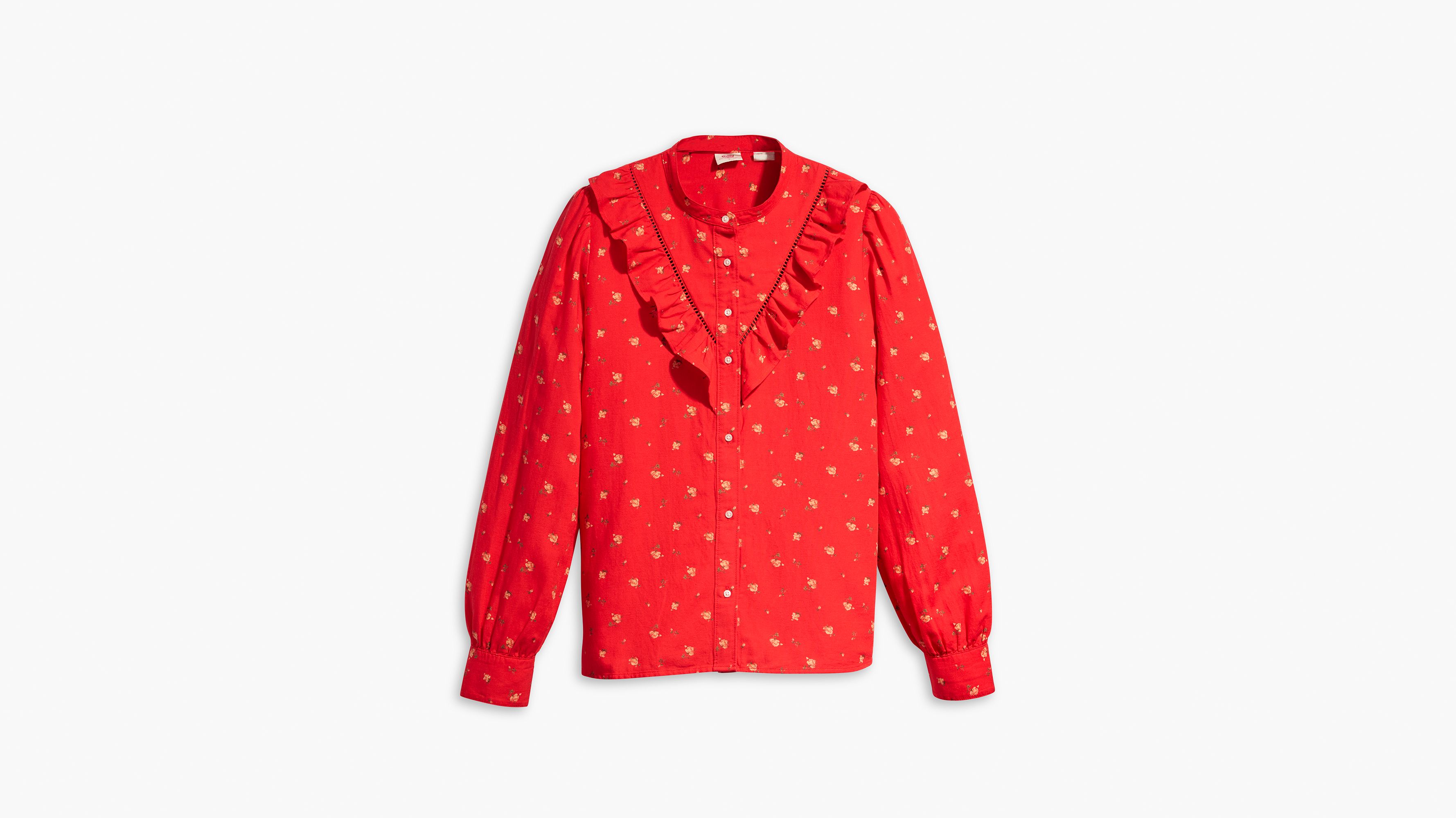 Blouse Carinna - Nina Floral Script Red - Rouge