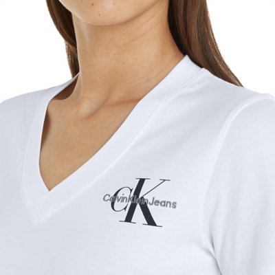Tee-shirt à manches courtes femme Monologo Slim V-Neck CALVIN KLEIN