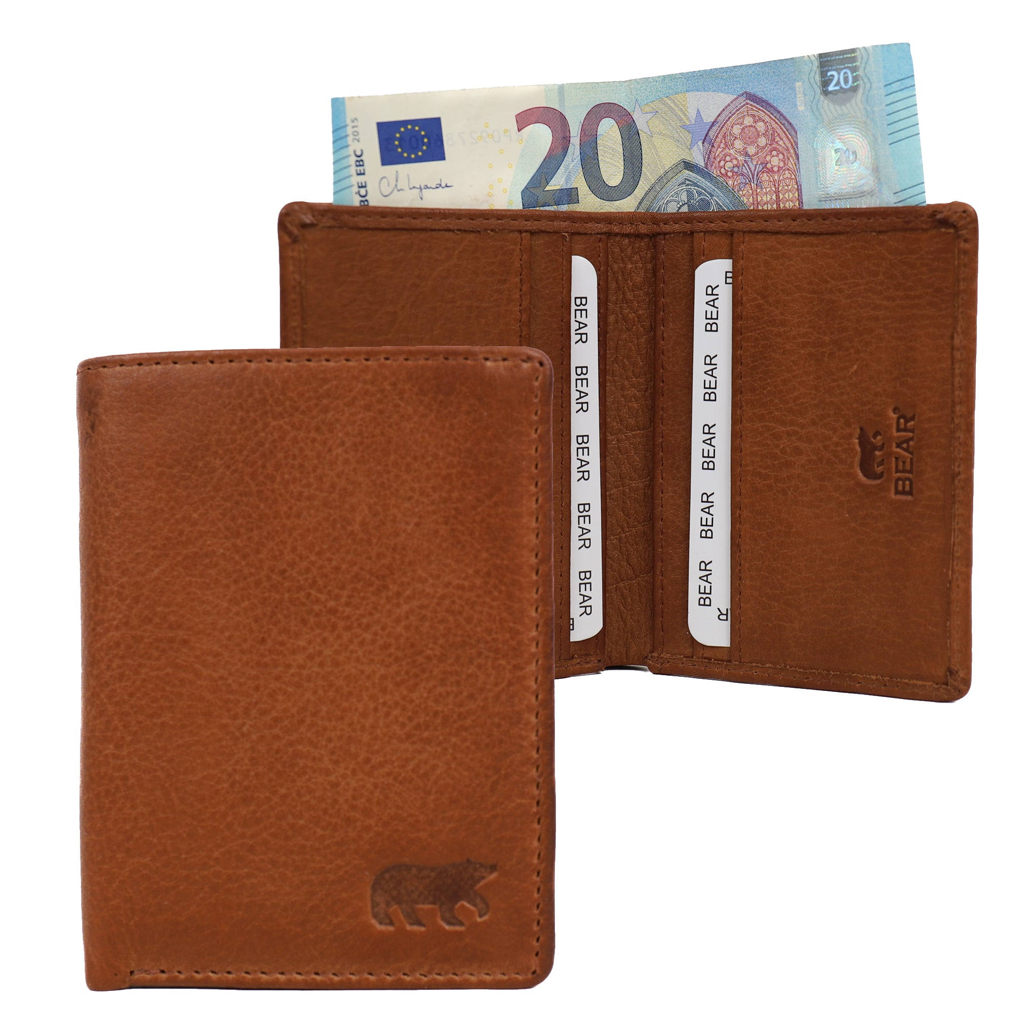 Pasjeshouder met briefgeld vak 'Cas' cognac COGNAC
