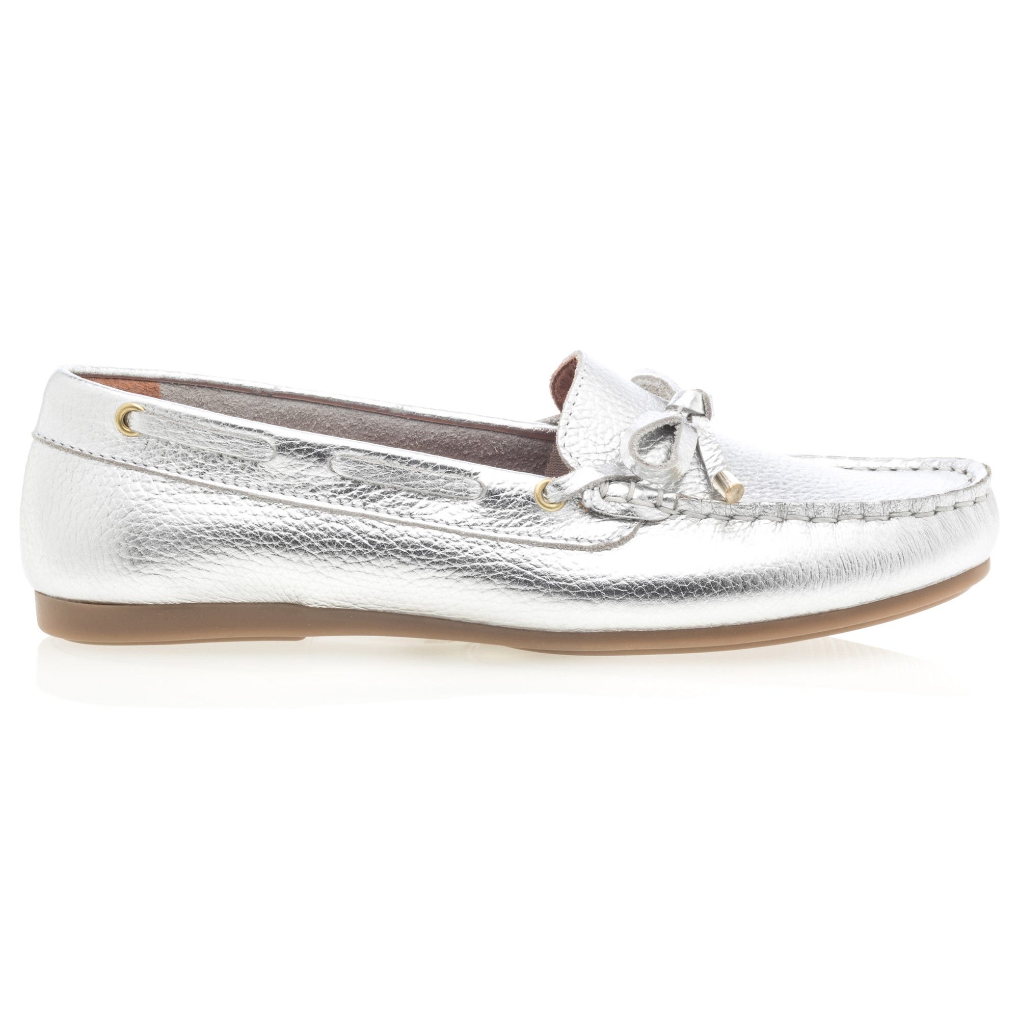 Mocassins Femme en cuir argent