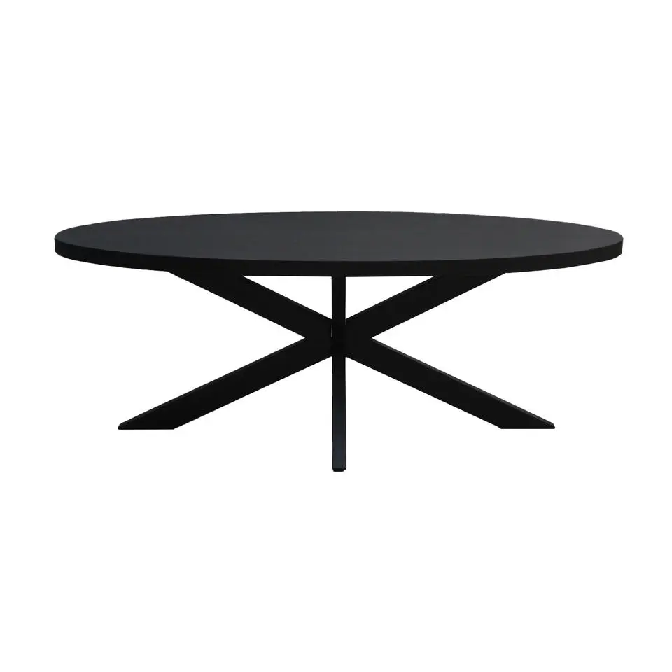 Livingfurn - Zwart Ovale Eetkamertafel - - Mango Hout - 240 cm