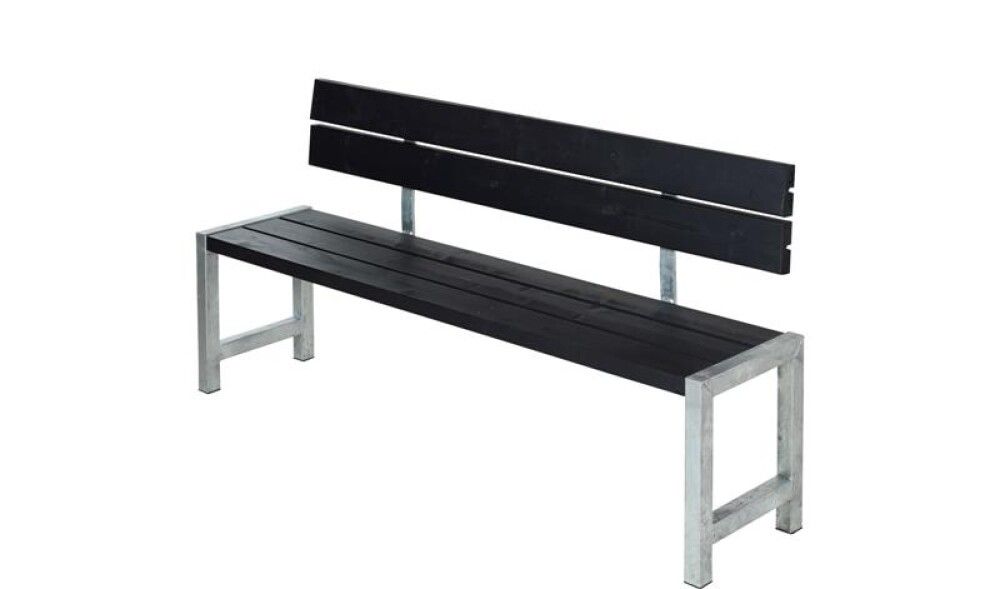 HAGEBENK PLUS MED RYGGSTØTTE 176CM SVART