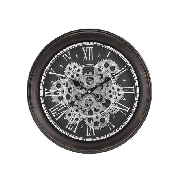 Wandklok- Zwart- Loft Stijl Met Zichtbaar Uurwerk- Ø 36.cm
