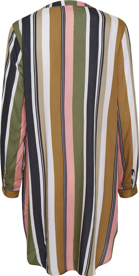 Kaffe KAmarana Shirt Dress Green / pink stripe print