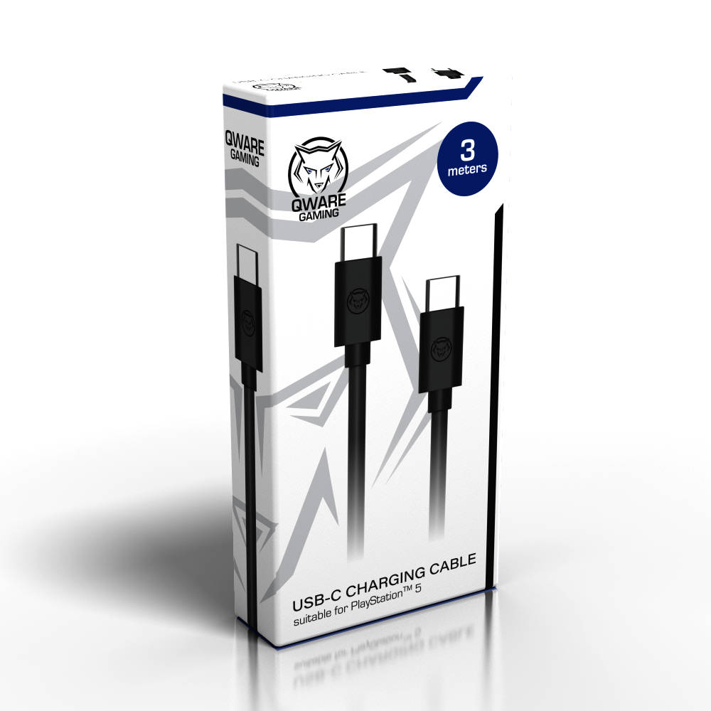PS5 Qware Gaming USB C-kabel - 3 meter