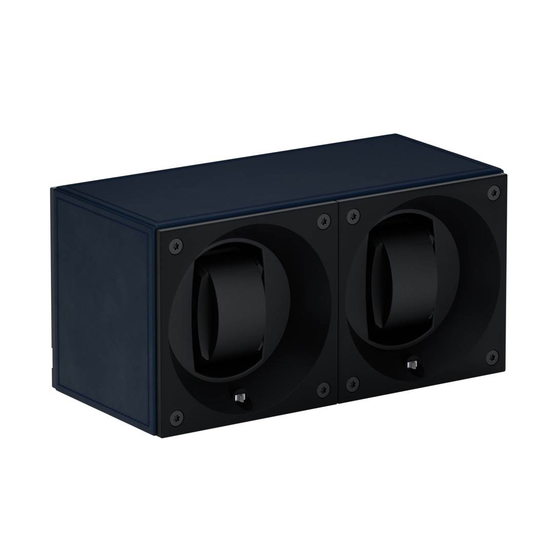 SwissKubik Masterbox Leder Marineblau - 2 Uhren