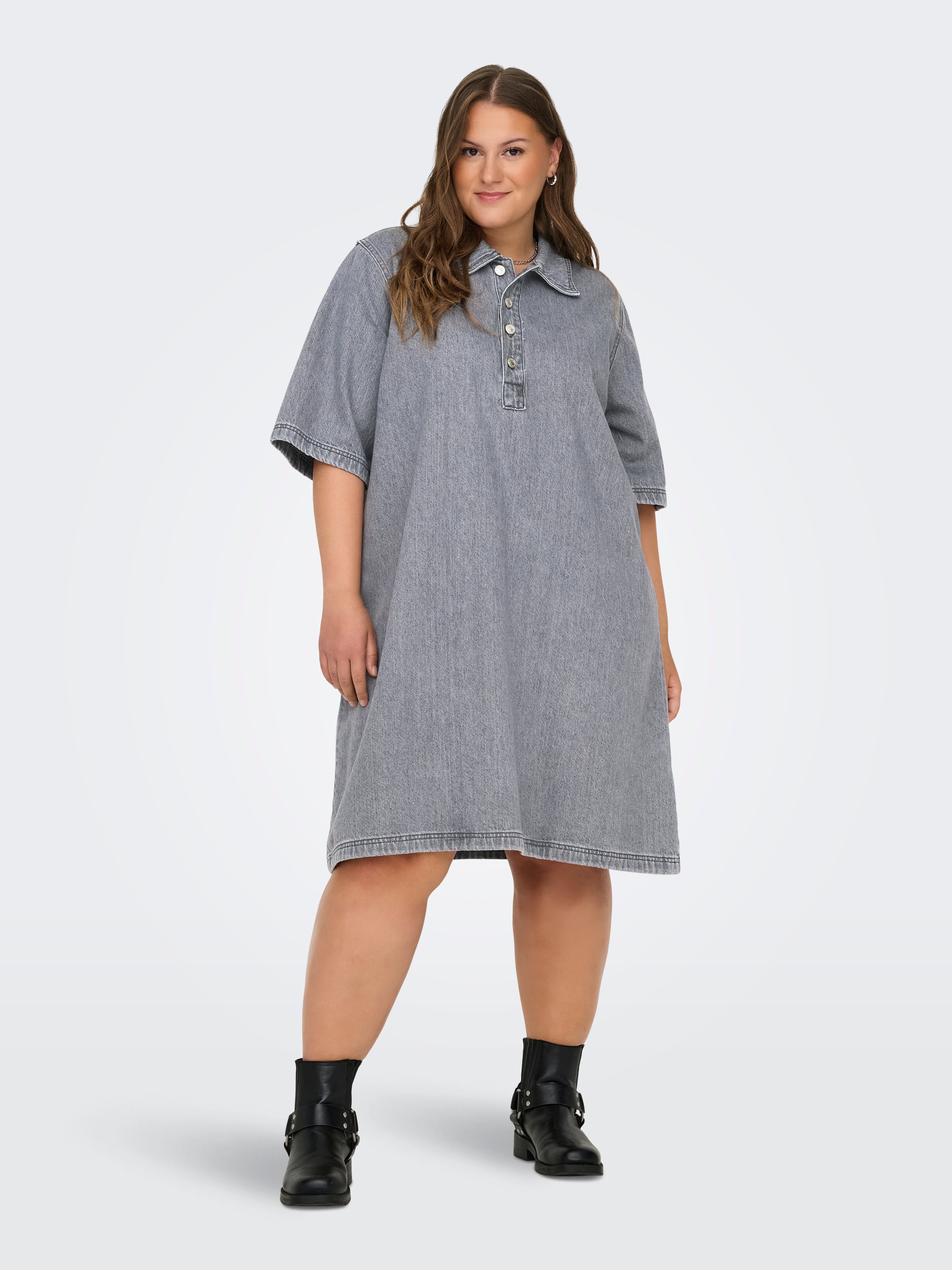CARGRY Kurzes Kleid Grey Denim