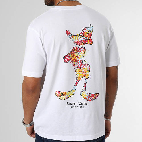 Tee Shirt Oversize Large Daffy Duck Graff Blanc