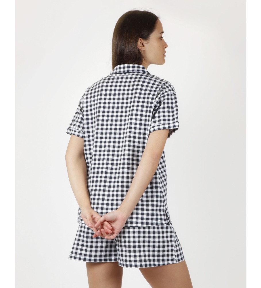 Pijama Admas Lou Lou Lovely Navy de manga curta e aberto
