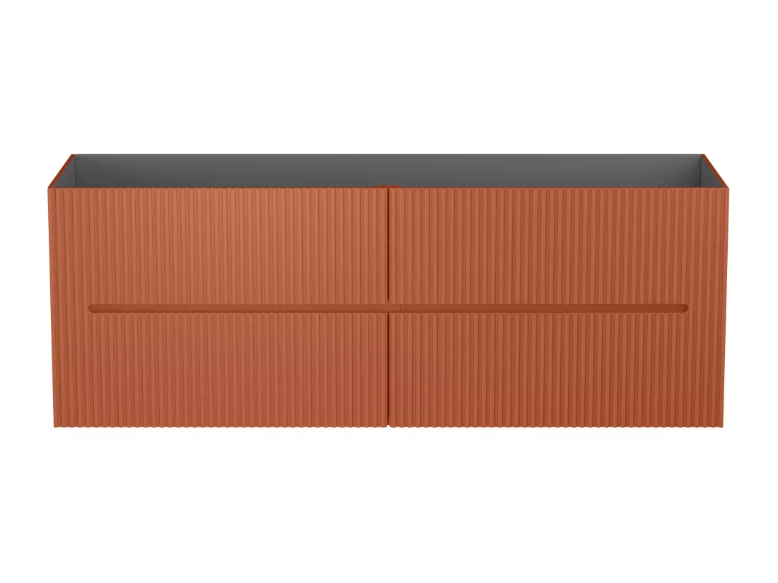 Meuble de salle de bain suspendu avec vasque à encastrer - Strié terracotta - 150 cm - PAVANI