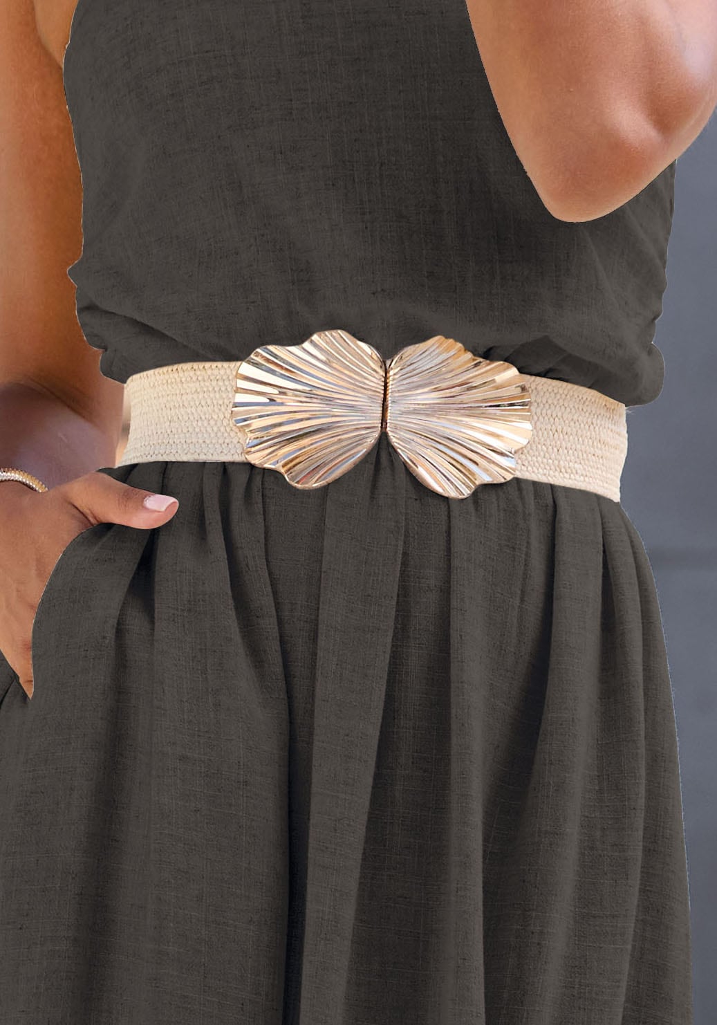 LASCANA Taillengürtel »Stretchgürtel« Schmuckgürtel, Gürtel für Kleid & Overall, Bast-Optik