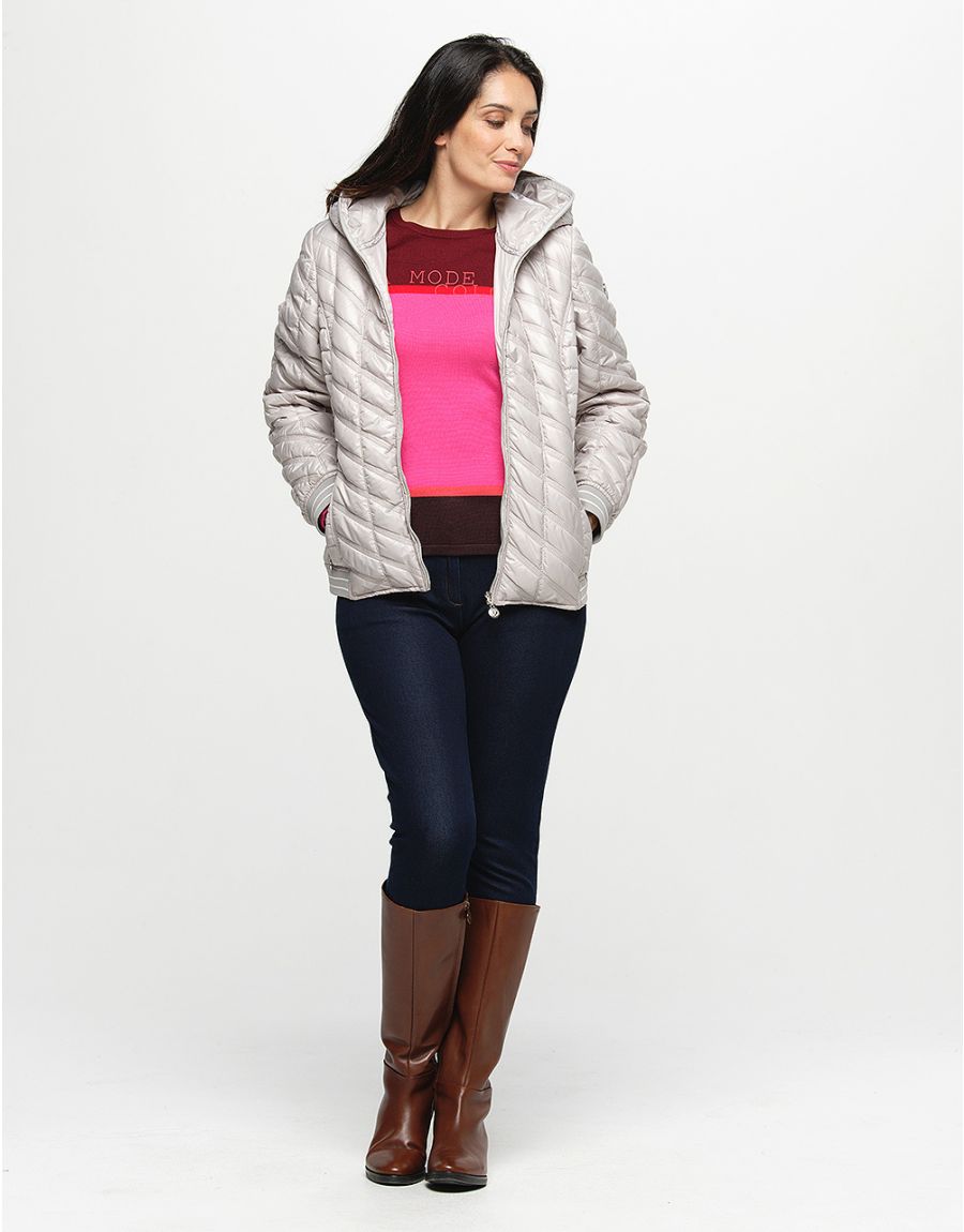 Pull rayé fuchsia prune