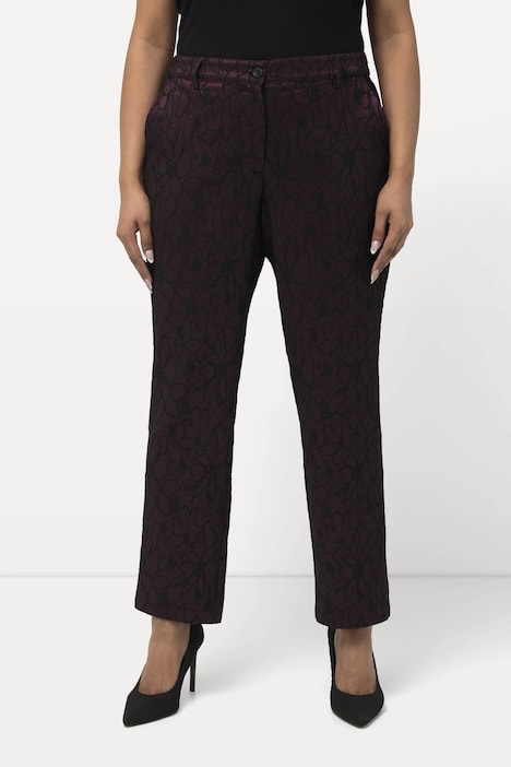 Jacquard-Hose, florales Design, schmales Bein