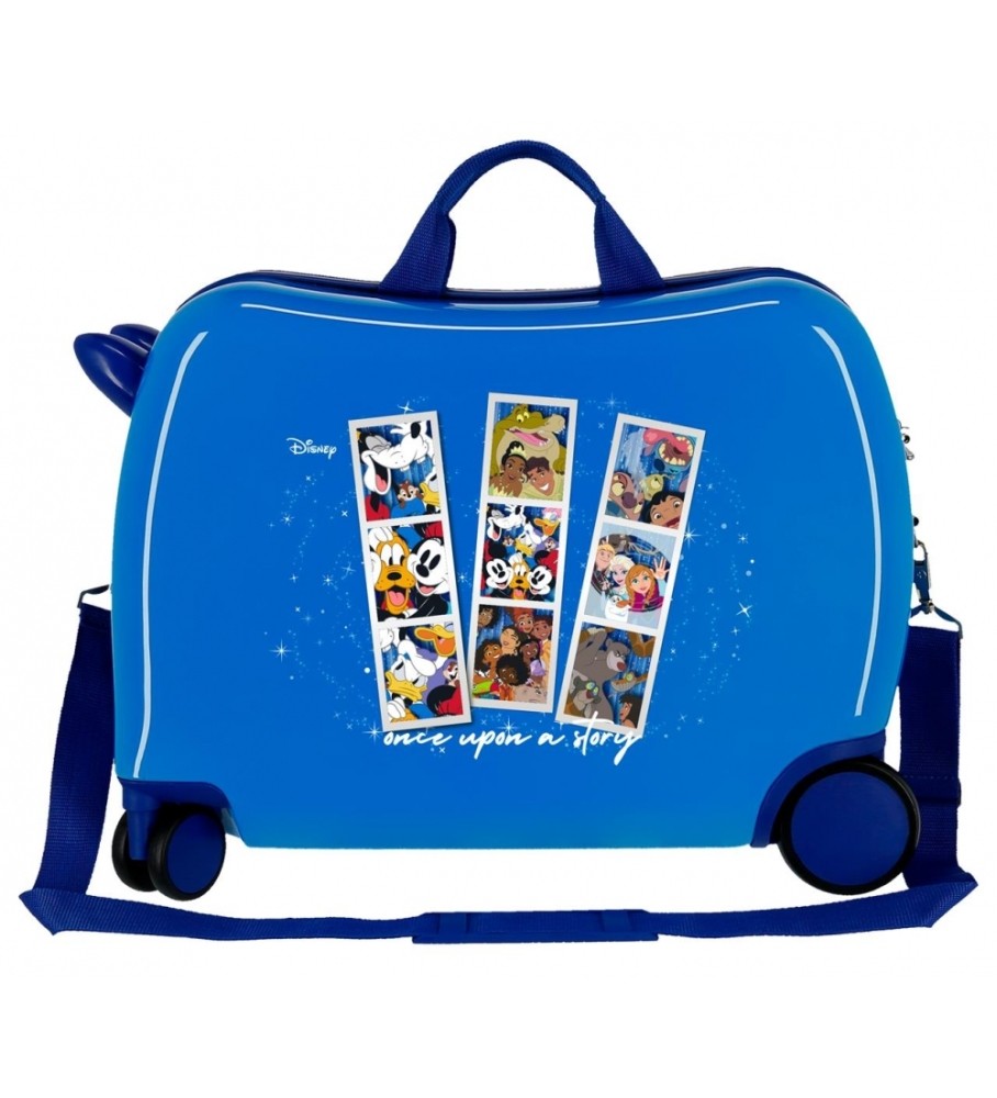 Mala infantil Disney 100 Era uma vez uma história 2 com rodas multidirecionais azul