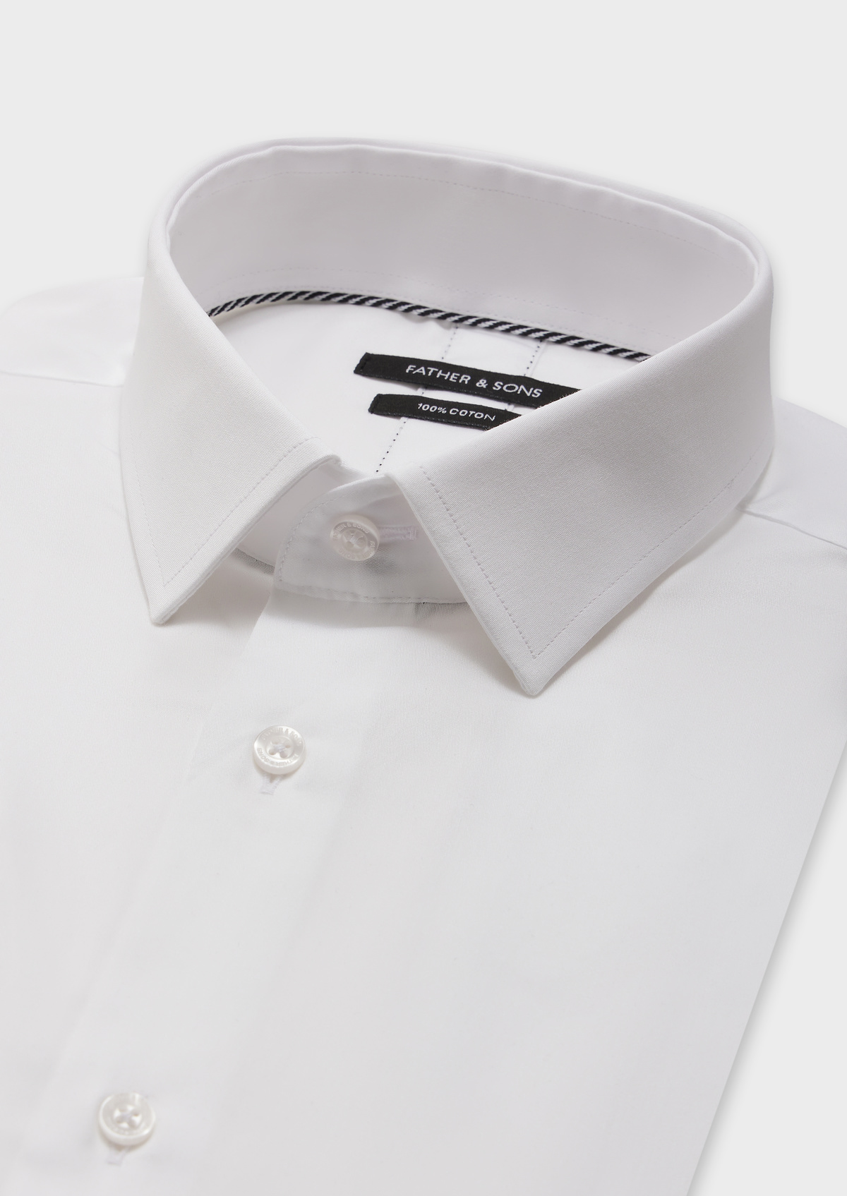 Chemise habillée Regular en satin de coton uni blanc