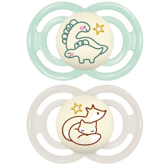 Lot de 2 Sucettes Perfect Nuit 18M+   Animaux Aléatoire        de               Mam