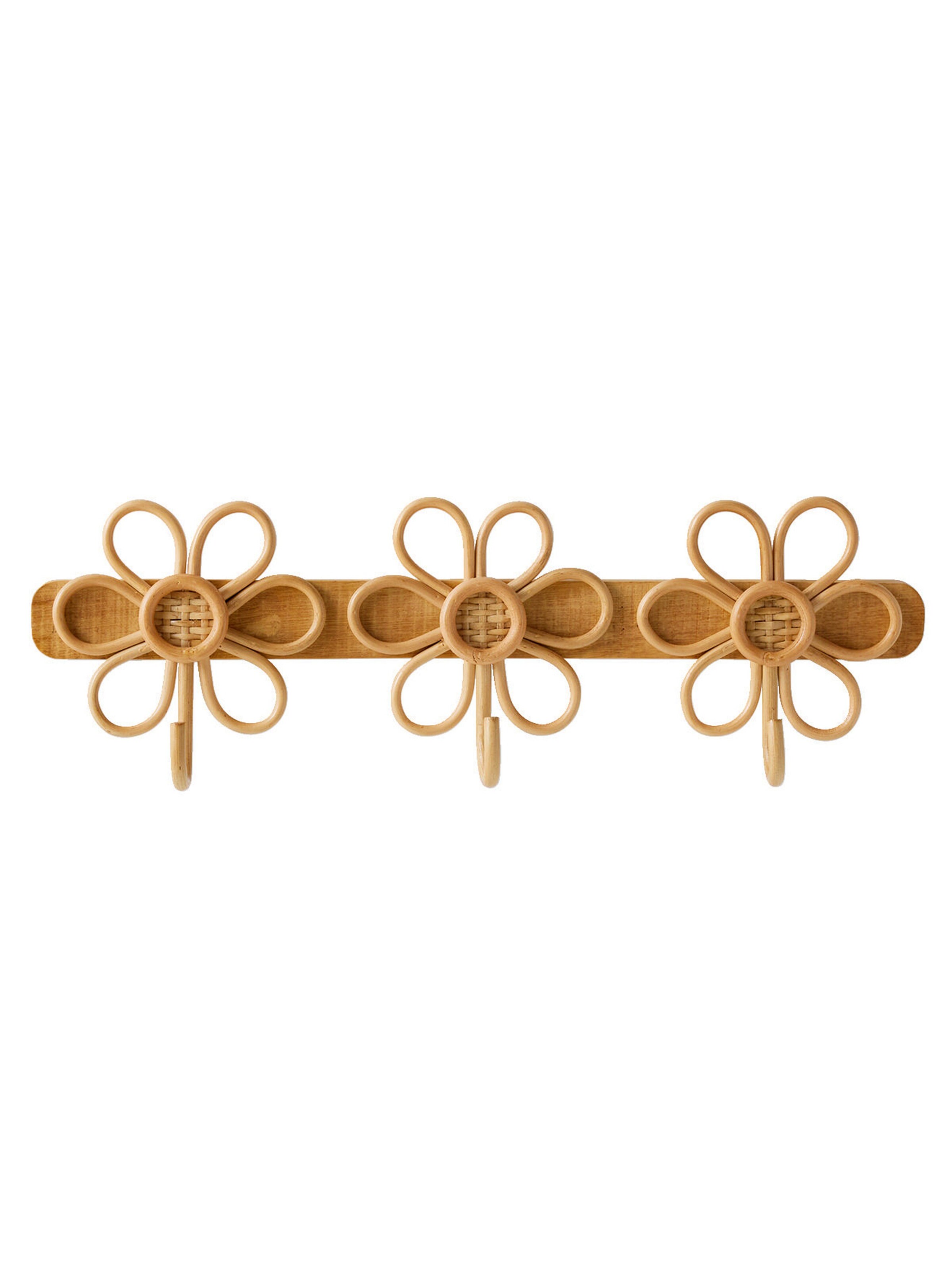Vertbaudet Kinderzimmer Wandgarderobe aus Rattan, 3 Blumen natur