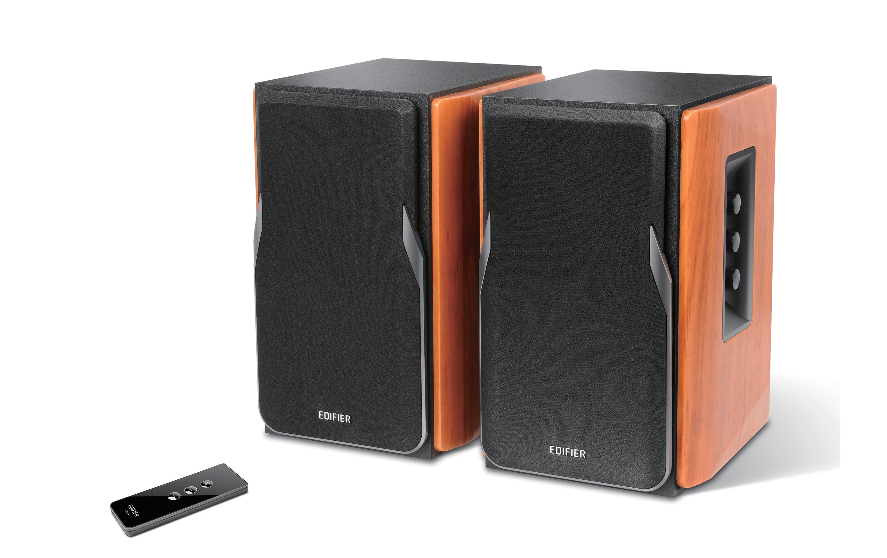 Regallautsprecher Paar R1380DB Braun, Schwarz<br>Aktive 2.0 Regallautsprecher mit 42 Watt Leistung und Bluetooth