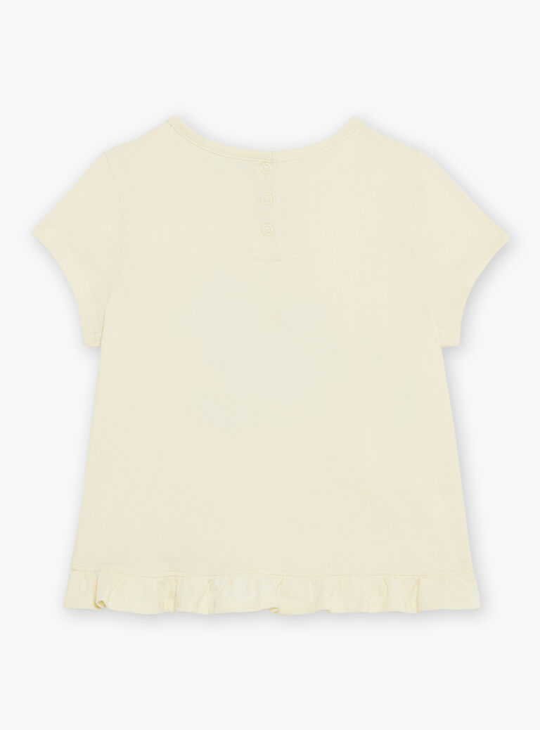 T-shirt vanille manches courtes à motif fleurie